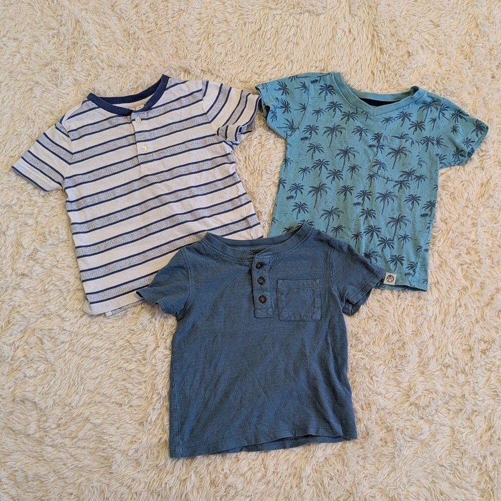 Boys Size 2T Bundle 3 Cotton Blue Short Sleeve Shirts